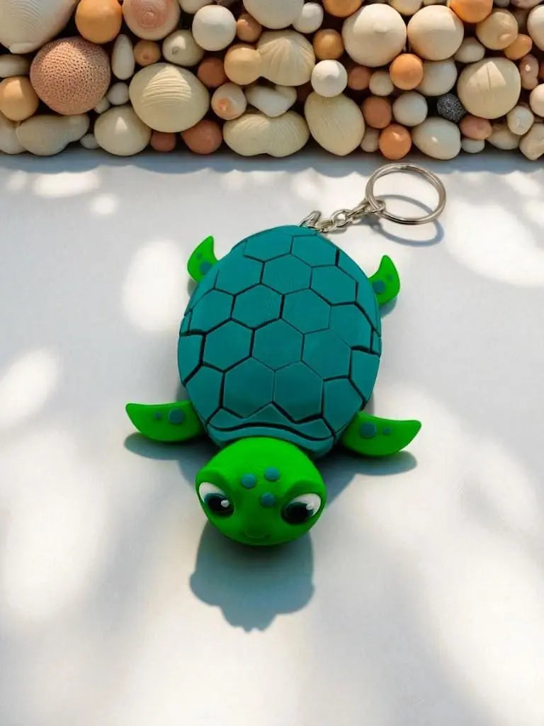 Myrtle the Turtle Keychain – Flexible Sea Turtle Fidget Toy - Cute Ocean Animal Zipper Pull & Gift for Kids, Backpacks, or Key Rings - ADHD - 3rd Prints