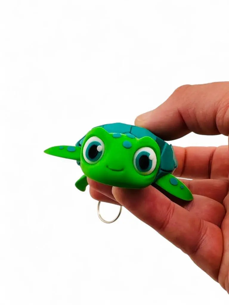 Myrtle the Turtle Keychain – Flexible Sea Turtle Fidget Toy - Cute Ocean Animal Zipper Pull & Gift for Kids, Backpacks, or Key Rings - ADHD - 3rd Prints