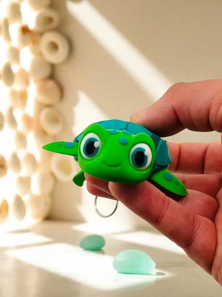 Myrtle the Turtle Keychain – Flexible Sea Turtle Fidget Toy - Cute Ocean Animal Zipper Pull & Gift for Kids, Backpacks, or Key Rings - ADHD - 3rd Prints