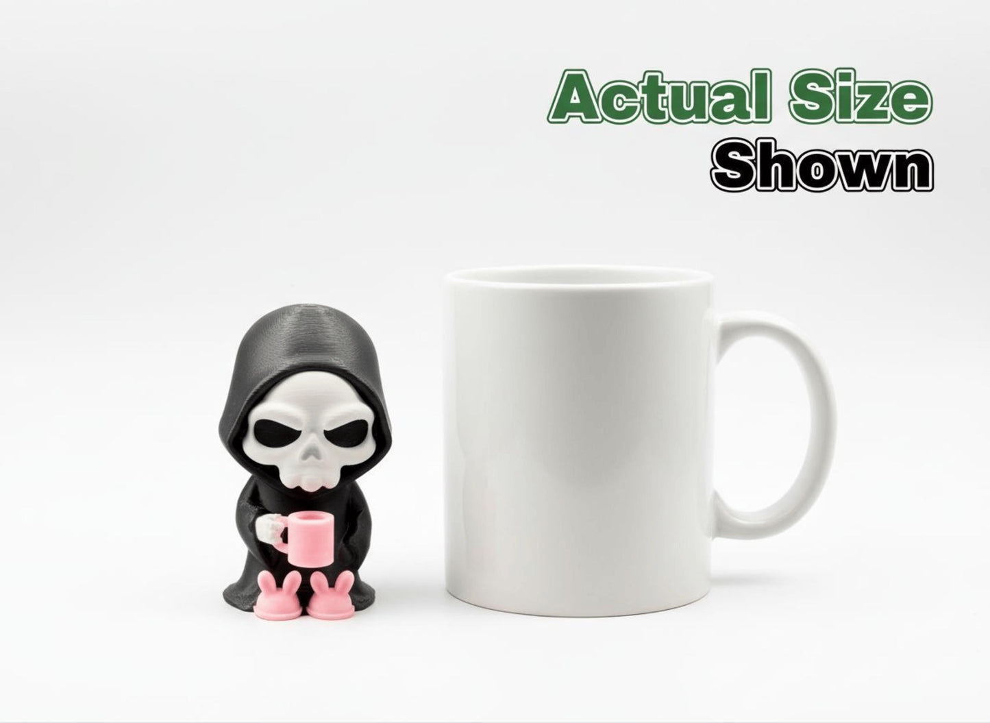 Coffin Break Grim Reaper Figurine with Pink Bunny Slippers, A Dark Humor Decor Gift 3rd Prints