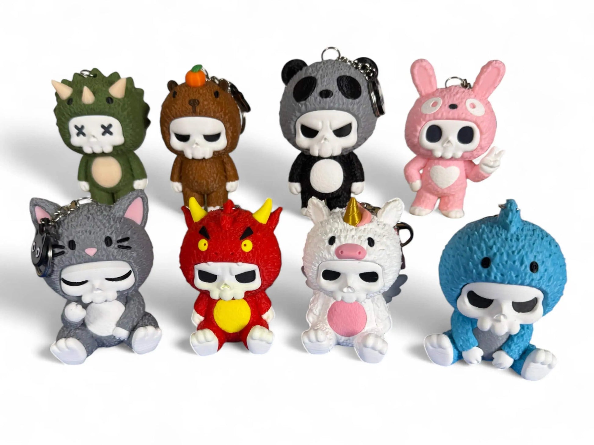 Skubbies Skeleton Keychain Figures | Cute Costume Collectibles | Backpack Accessories, Chibi Inspired Toys - 3rd Prints