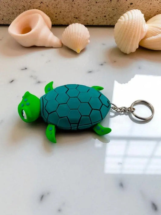 Myrtle the Turtle Keychain – Flexible Sea Turtle Fidget Toy - Cute Ocean Animal Zipper Pull & Gift for Kids, Backpacks, or Key Rings - ADHD - 3rd Prints