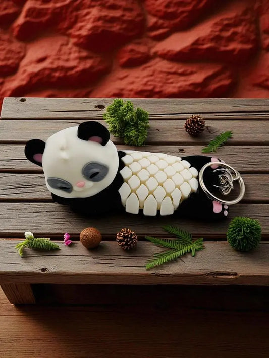 Amanda the Panda Keychain – Flexible Multicolor Panda Fidget Toy, Cute Animal Accessory for Keys, Backpacks, Gifts, Stocking Stuffers - ADHD 3rd Prints