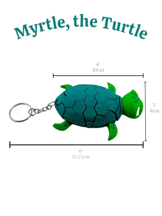 Myrtle the Turtle Keychain – Flexible Sea Turtle Fidget Toy - Cute Ocean Animal Zipper Pull & Gift for Kids, Backpacks, or Key Rings - ADHD - 3rd Prints